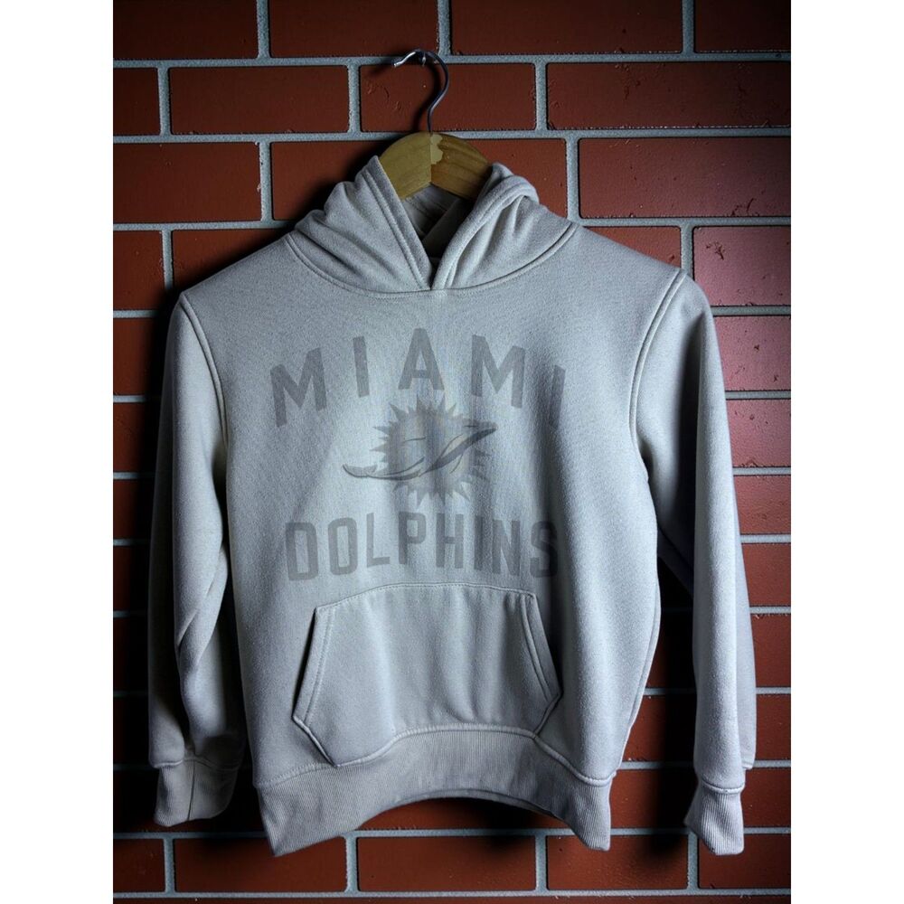 Miami Dolphins NFL Team Apparel Youth Hoodie Size 10-12 Gray Pullover